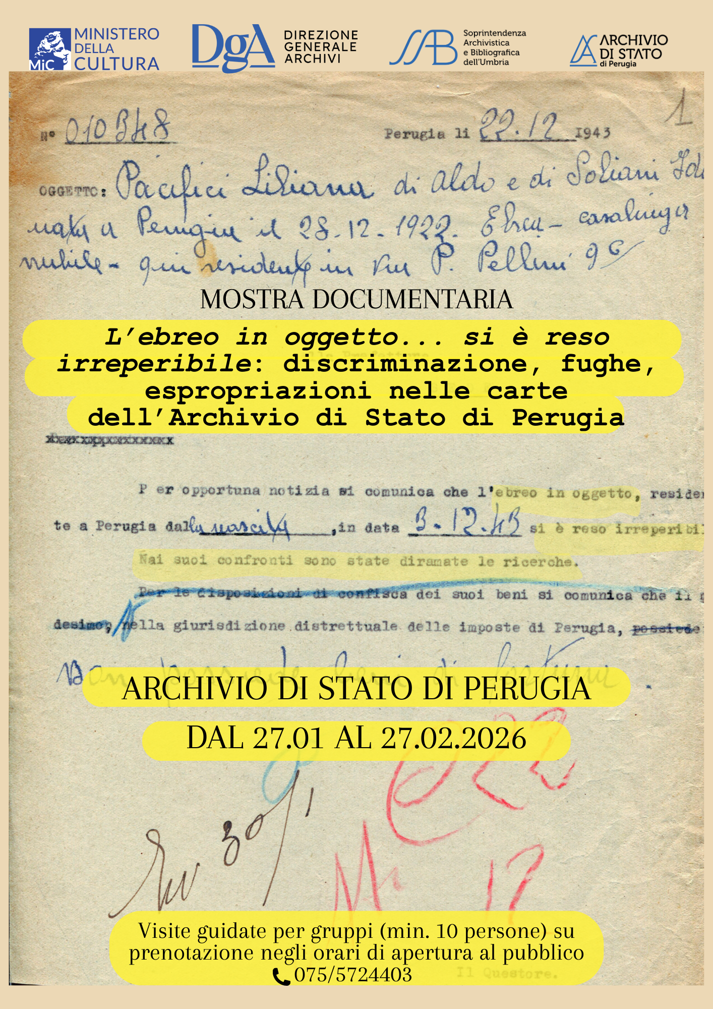 «L’ebreo in oggetto… si è reso irreperibile»: discriminazione, fughe, espropriazioni nelle carte dell’Archivio di Stato di Perugia